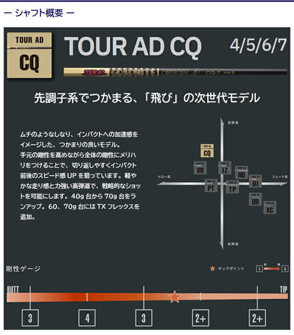 グラファイトデザイン TourAD CQ ツアーAD CQ（スリクソン用）スリーブ付きシャフト ドライバー用